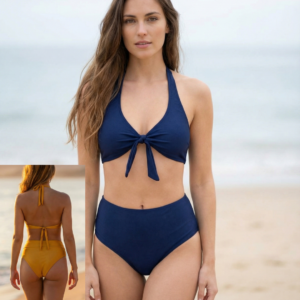 Top Malina - Calcinha Cintura Alta Azul Marinho