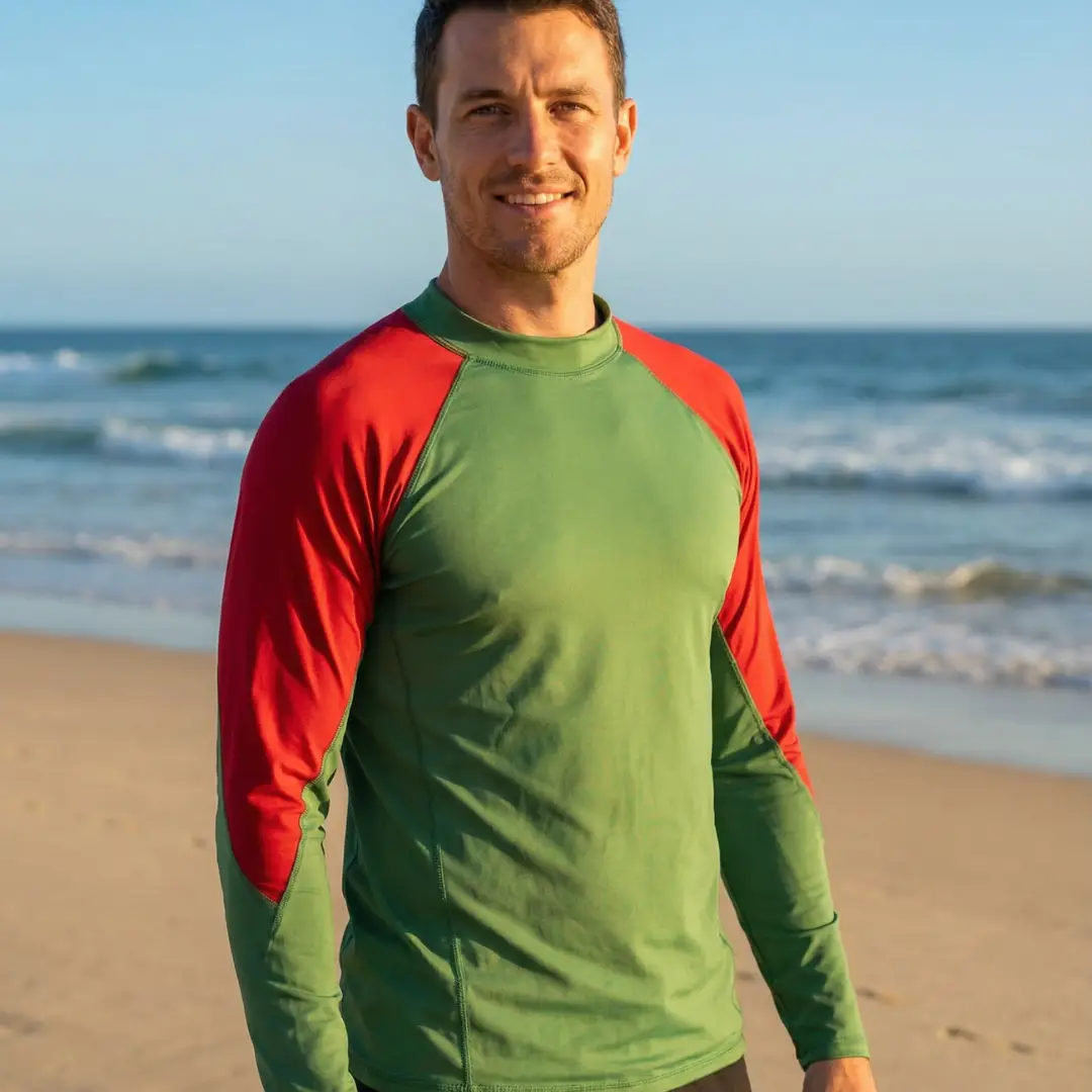 Camisa U.V - Verde / Vermelho