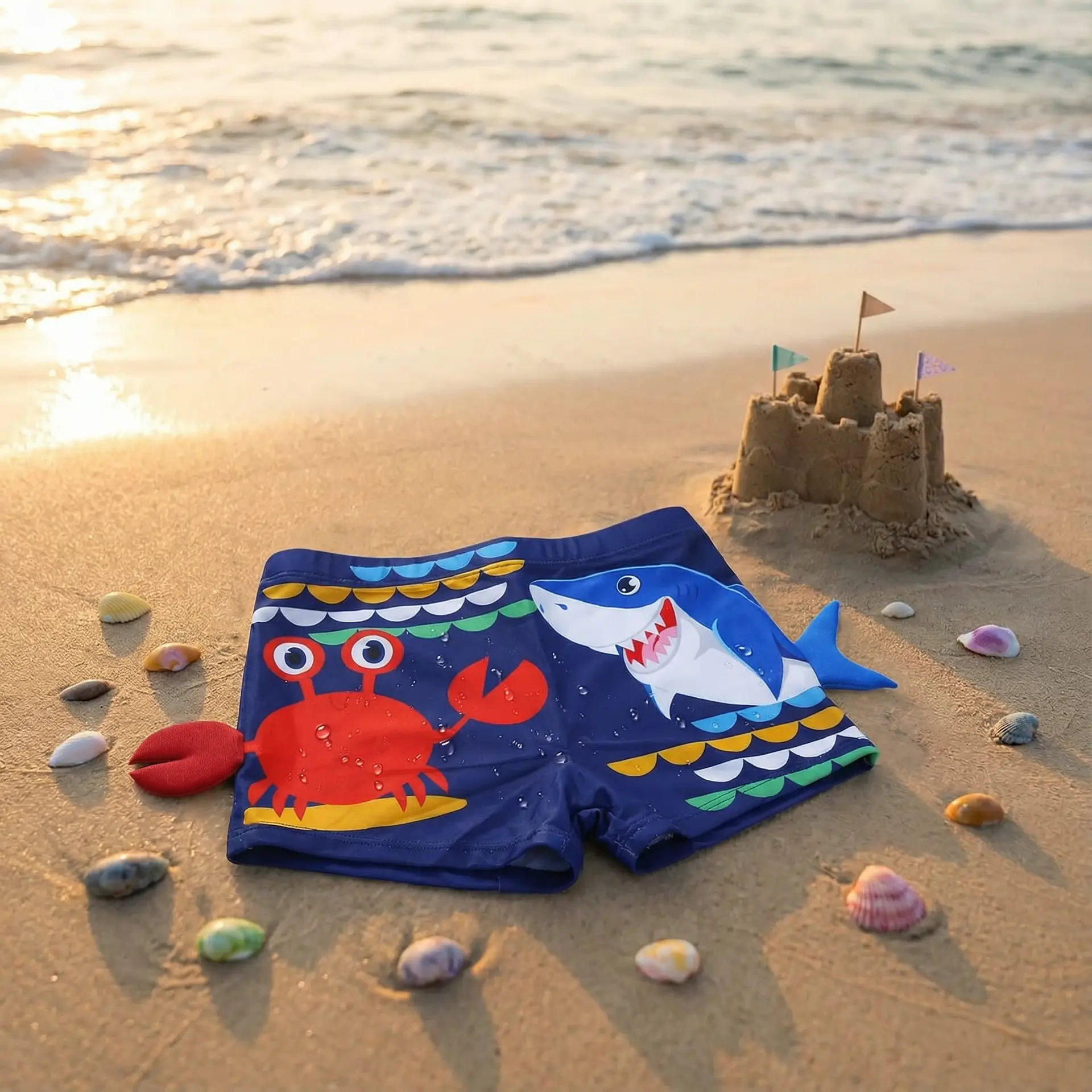 Sunga Infantil - Craw and Shark Azul-Marinho