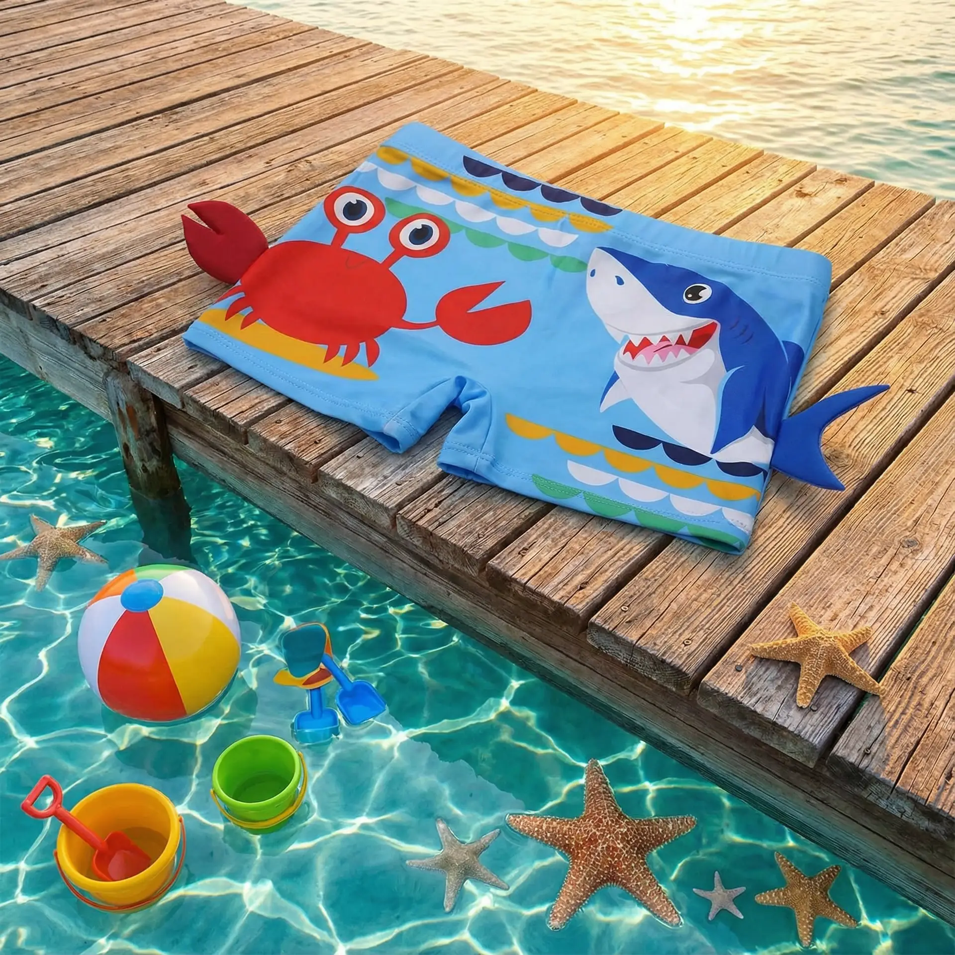 Sunga Infantil - Craw and Shark Azul Claro