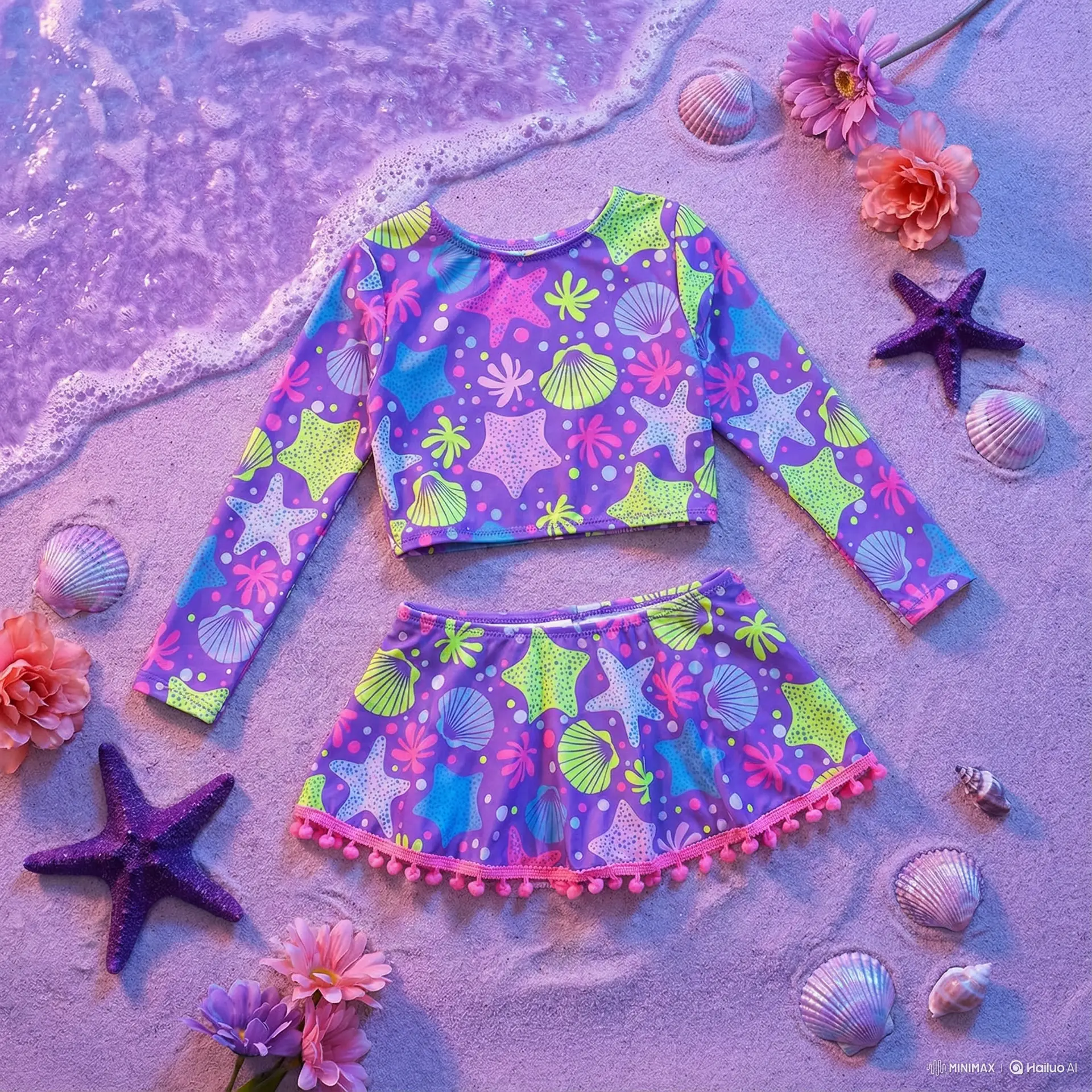 Conjunto Infantil Feminino - EstrelaMar Roxo