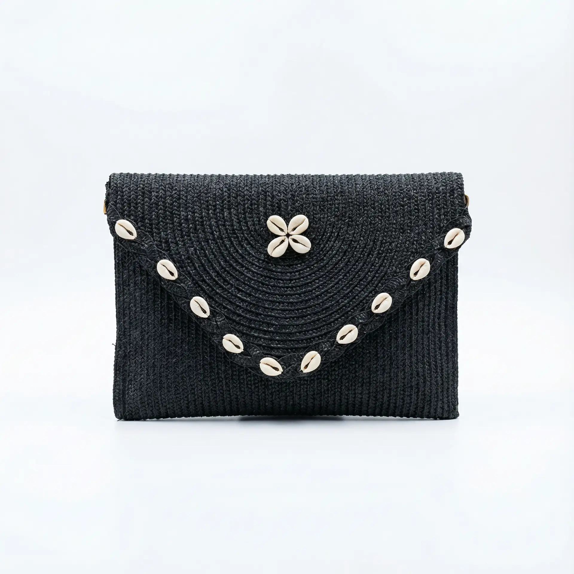 Bolsa de Praia - Clutch Talismã Conchas de Areia Preto